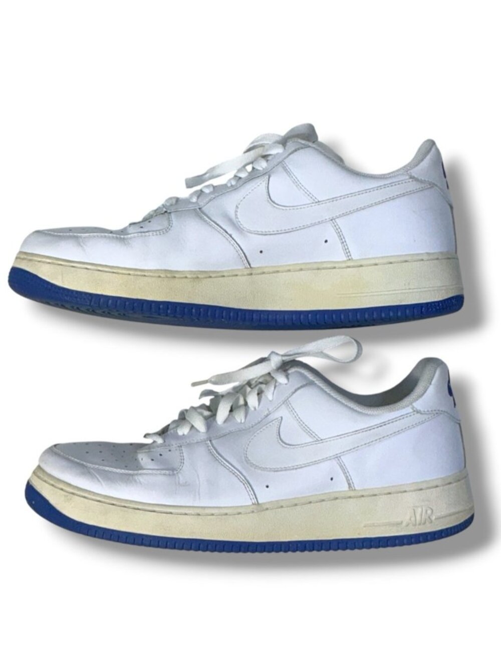 Nike Air Force 1 sneakers Vintage 2008 Leather Low Top white blue Men Size 12 - Picture 4 of 16